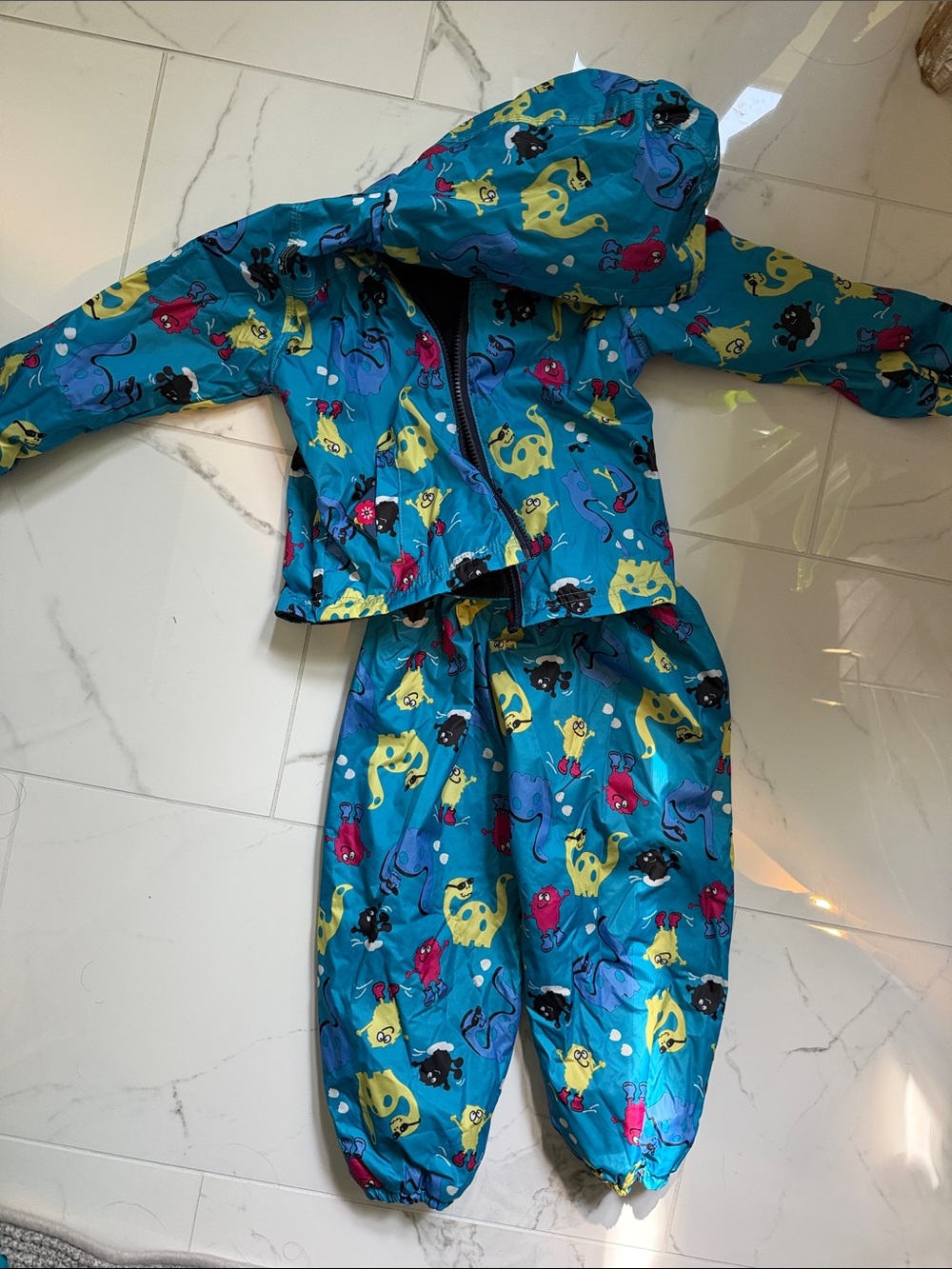 Kids Teal Monster Print Winter Snow Set -